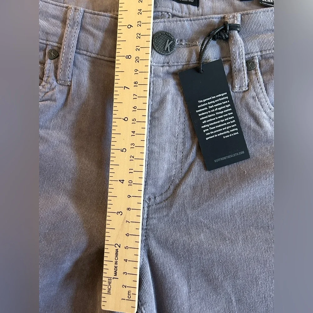 NWT Kut from the Kloth Diana skinny corduroy pants. Seal gray, size 4P.